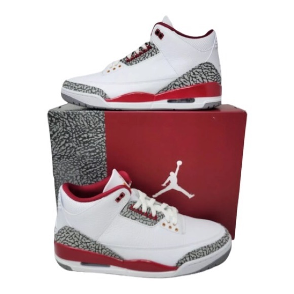 Nike Air Jordan 3 Retro Cardinal Red W7 White - Picture 5 of 6